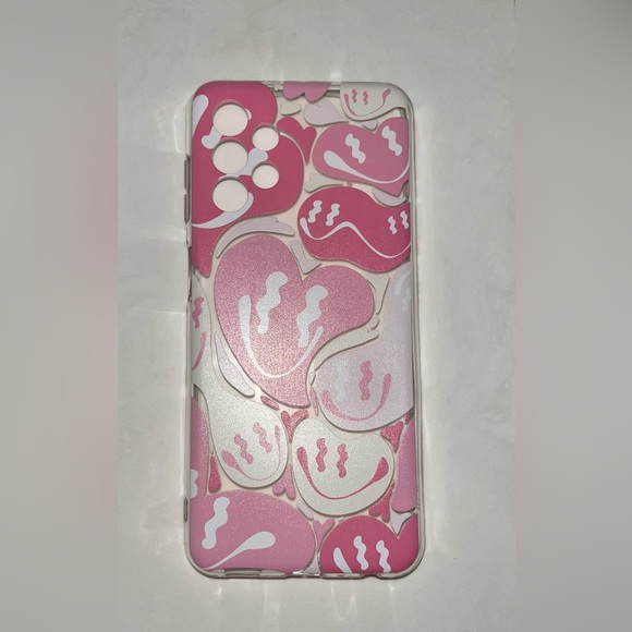 Samsung Galaxy A13 4G Pink Happy Heart Prints Soft Phone Case - Picture 2 of 4
